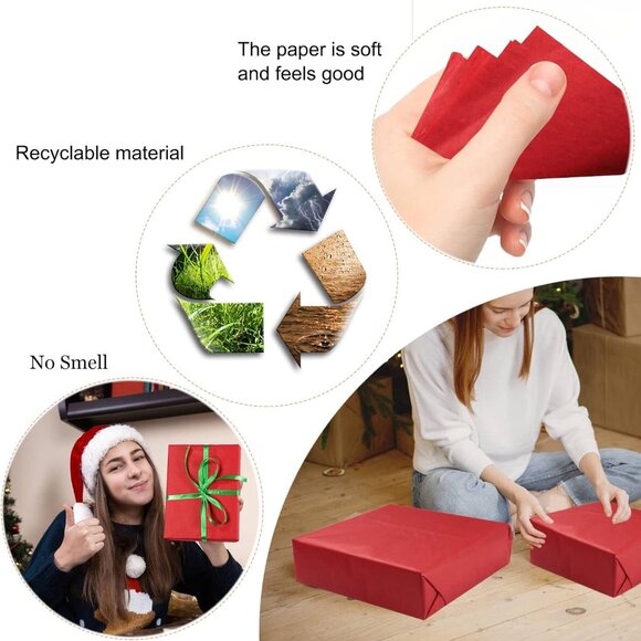 Greenii 500 pcs (480+20 free) Red Tissue Paper - 20" x 30" Wrapping Tissue - Picture 3 of 7